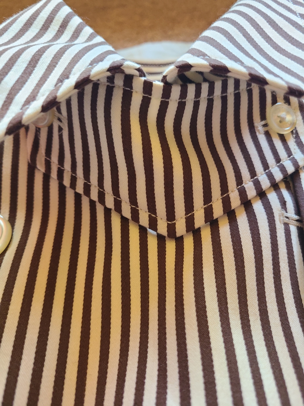 Lauren Ralph Lauren Brown and White Striped Double-Breasted Trench - Picture 3 of 6